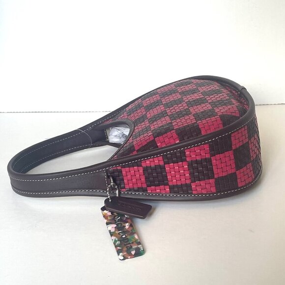 Coach Ergo Shoulder Bag CK566 Woven Checkerboard Leather Oxblood Red Pink - Picture 9 of 12